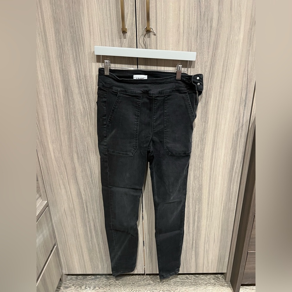 Frame side zip black jean